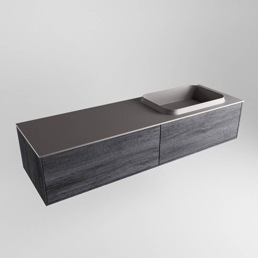 Mondiaz Erin badmeubel 150cm Antracite Ridge wastafel Dark Grey Rechts met 1 kraangat