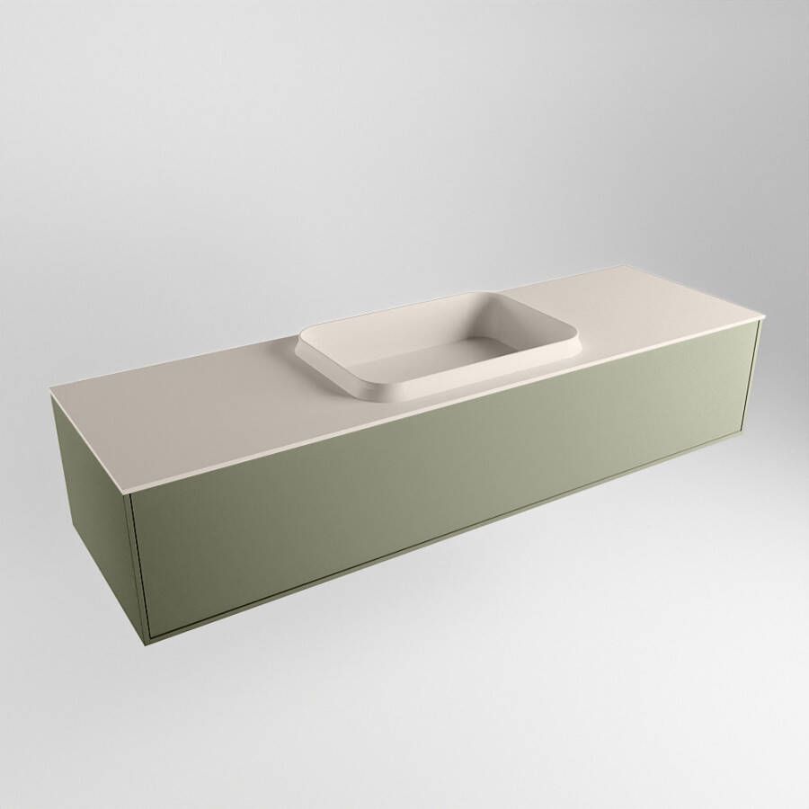 Mondiaz Erin badmeubel 150cm Army Ridge wastafel Linen Midden zonder kraangat