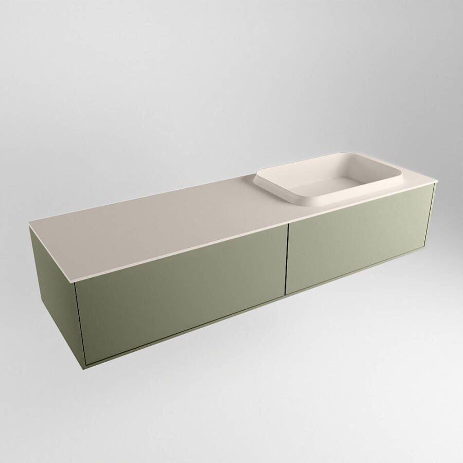 Mondiaz Erin badmeubel 150cm Army Ridge wastafel Linen Rechts zonder kraangat