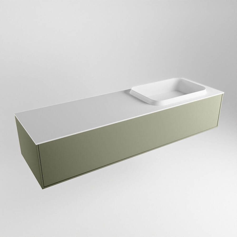 Mondiaz Erin badmeubel 150cm Army Ridge wastafel Talc Rechts zonder kraangat