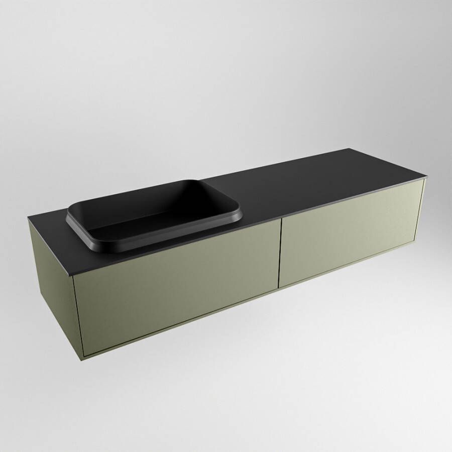 Mondiaz ERIN 150cm badmeubelset onderkast kleur Army met 2 lades Wastafel RIDGE links 1 kraangat kleur Urban ERIN11046 - Foto 2