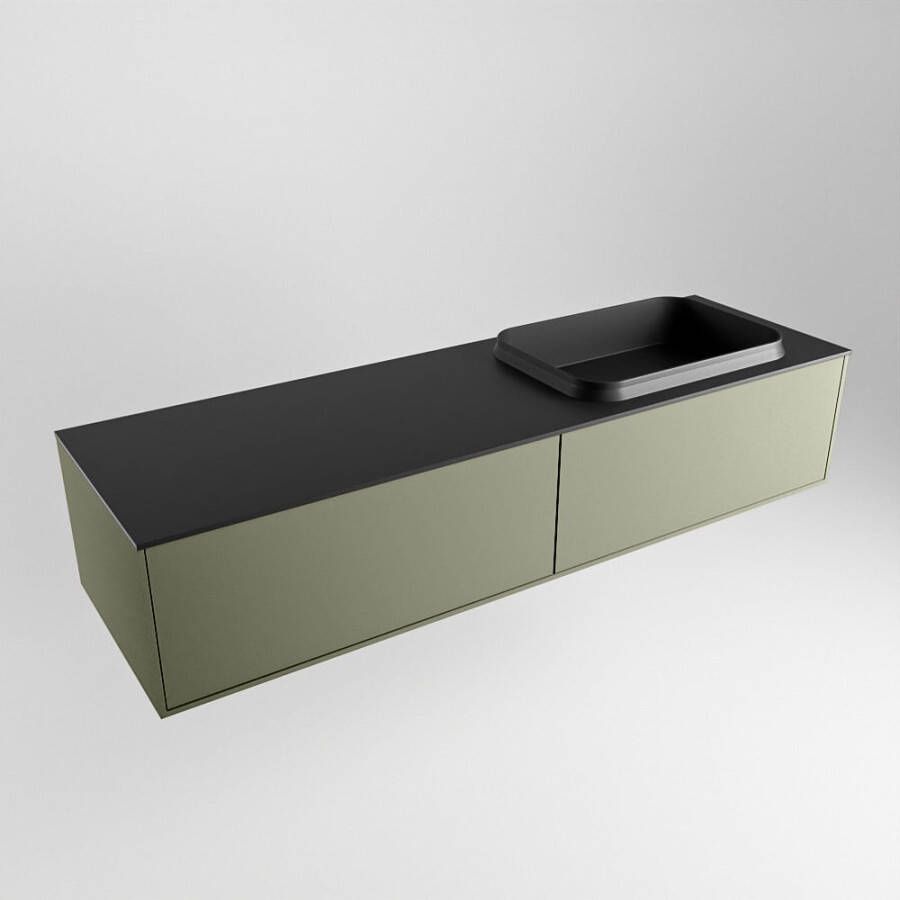 Mondiaz ERIN 150cm badmeubelset onderkast kleur Army met 2 lades Wastafel RIDGE rechts zonder kraangaten kleur Urban ERIN11044 - Foto 2