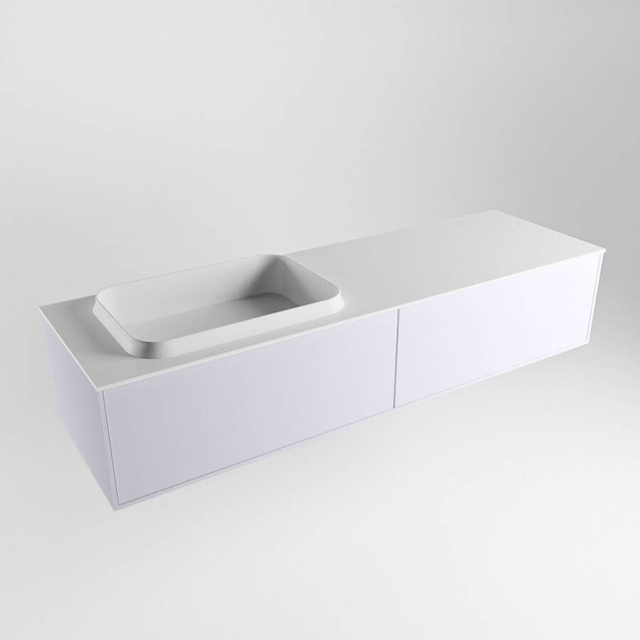 Mondiaz ERIN 150cm badmeubelset onderkast kleur Cale met 2 lades Wastafel RIDGE links 1 kraangat kleur Talc ERIN10230 - Foto 2