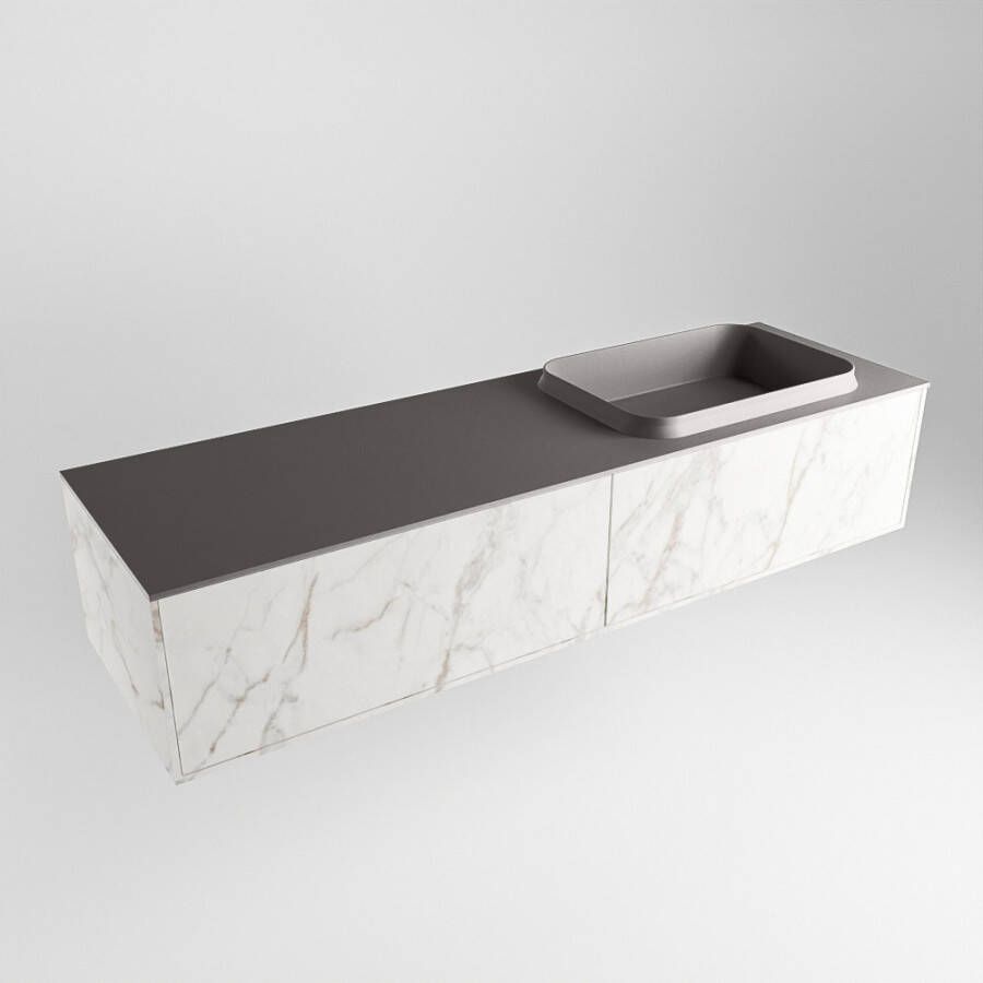 Mondiaz Erin badmeubel 150cm Cararra Ridge wastafel Dark Grey Rechts zonder kraangat