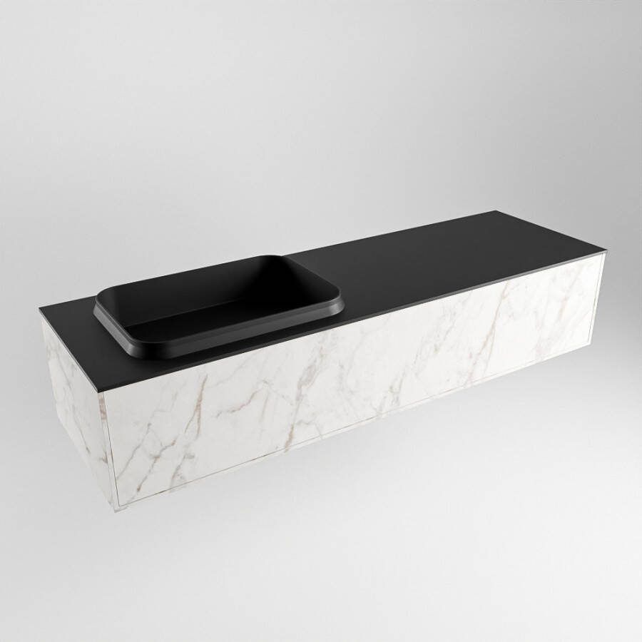 Mondiaz ERIN 150cm badmeubelset onderkast kleur carrara met 1 lade Wastafel RIDGE links zonder kraangaten kleur Urban ERIN11474 - Foto 3