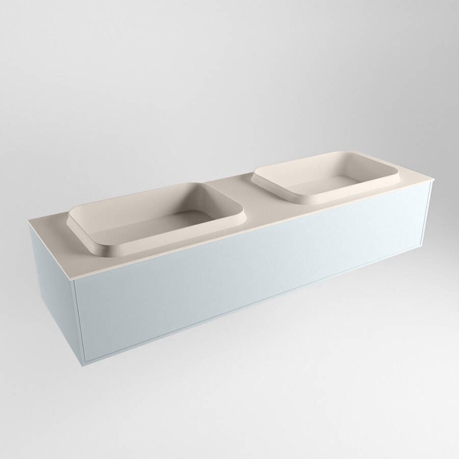 Mondiaz ERIN 150cm badmeubelset onderkast kleur Clay met 1 lade Wastafel RIDGE dubbel 2 kraangaten kleur Linen ERIN12398 - Foto 2