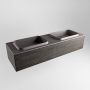 Mondiaz ERIN 150cm badmeubelset onderkast kleur Dark brown met 1 lade Wastafel RIDGE dubbel 2 kraangaten kleur Dark grey ERIN12092 - Thumbnail 3