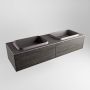 Mondiaz ERIN 150cm badmeubelset onderkast kleur Dark brown met 2 lades Wastafel RIDGE dubbel zonder kraangaten kleur Dark grey ERIN12099 - Thumbnail 3