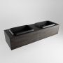 Mondiaz Badkamermeubelset Erin 150 cm met 1 Lade met RIDGE Wastafel Dubbel Urban met 2 kraangaten Greeploos Mat Dark Brown - Thumbnail 3