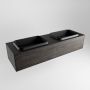 Mondiaz Badkamermeubelset Erin 150 cm met 1 Lade met RIDGE Wastafel Dubbel Urban Zonder Kraangaten Greeploos Mat Dark Brown - Thumbnail 3