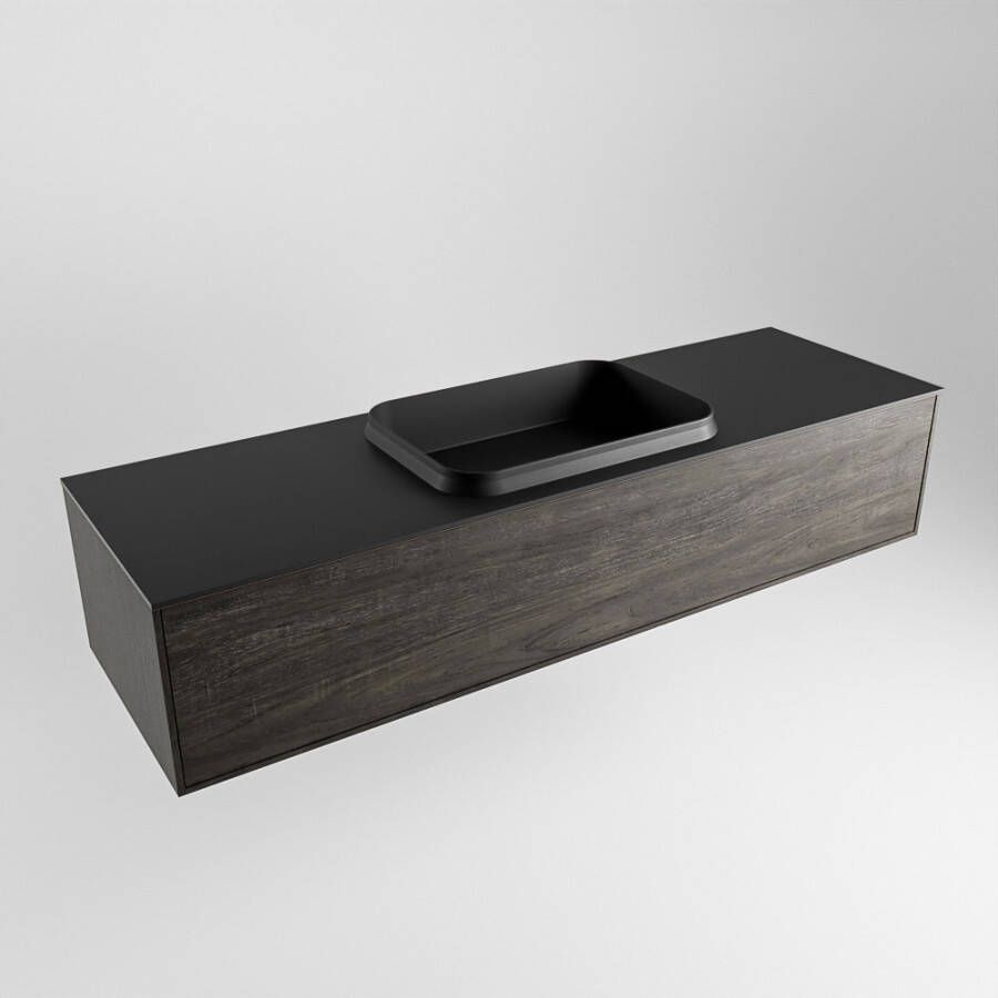 Mondiaz Erin badmeubel 150cm Dark Brown Ridge wastafel Urban Midden zonder kraangat