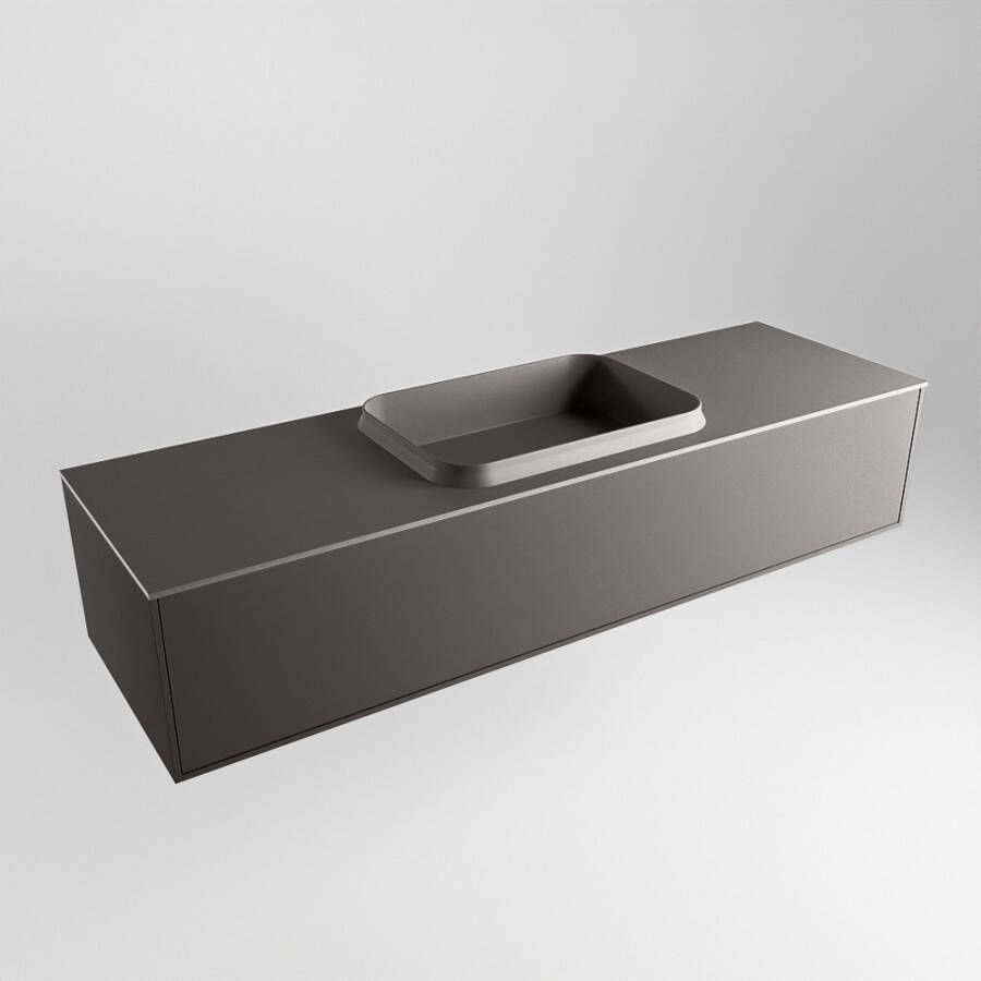 Mondiaz Erin badmeubel 150cm Dark Grey Ridge wastafel Dark Grey Midden zonder kraangat