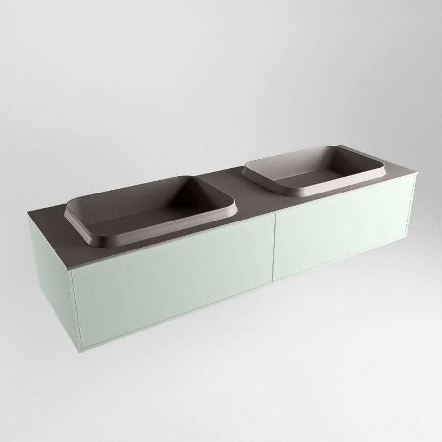 Mondiaz Erin badmeubel 150cm Greey Ridge wastafel Dark Grey Dubbel met 2 kraangaten