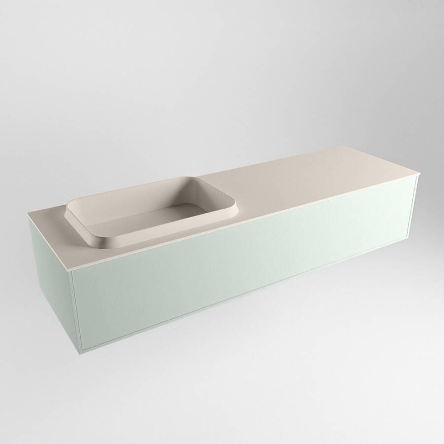 Mondiaz ERIN 150cm badmeubelset onderkast kleur Greey met 1 lade Wastafel RIDGE links 1 kraangat kleur Linen ERIN12362 - Foto 2