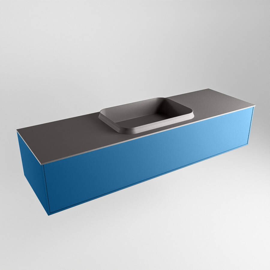 Mondiaz ERIN 150cm badmeubelset onderkast kleur Jeans met 1 lade Wastafel RIDGE midden 1 kraangat kleur Dark grey ERIN11885 - Foto 2