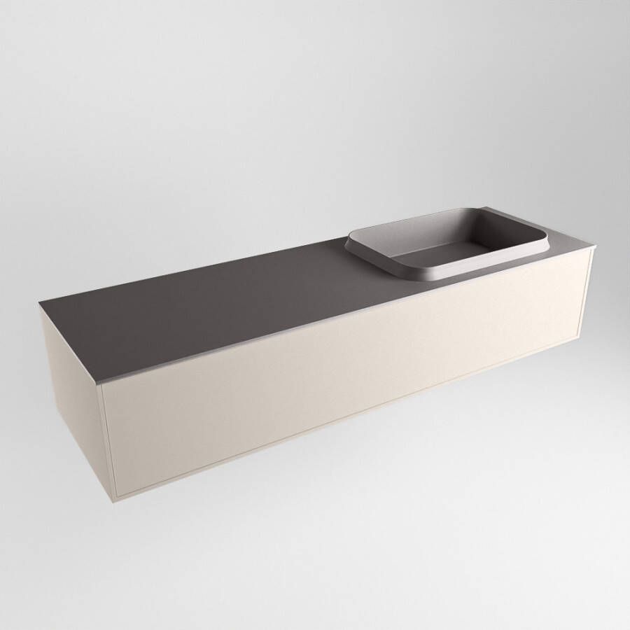 Mondiaz Erin badmeubel 150cm Linen Ridge wastafel Dark Grey Rechts met 1 kraangat