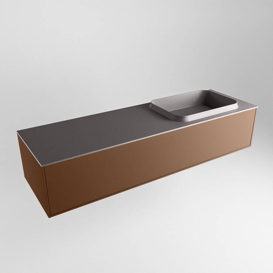 Mondiaz Erin badmeubel 150cm Rust Ridge wastafel Dark Grey Rechts met 1 kraangat