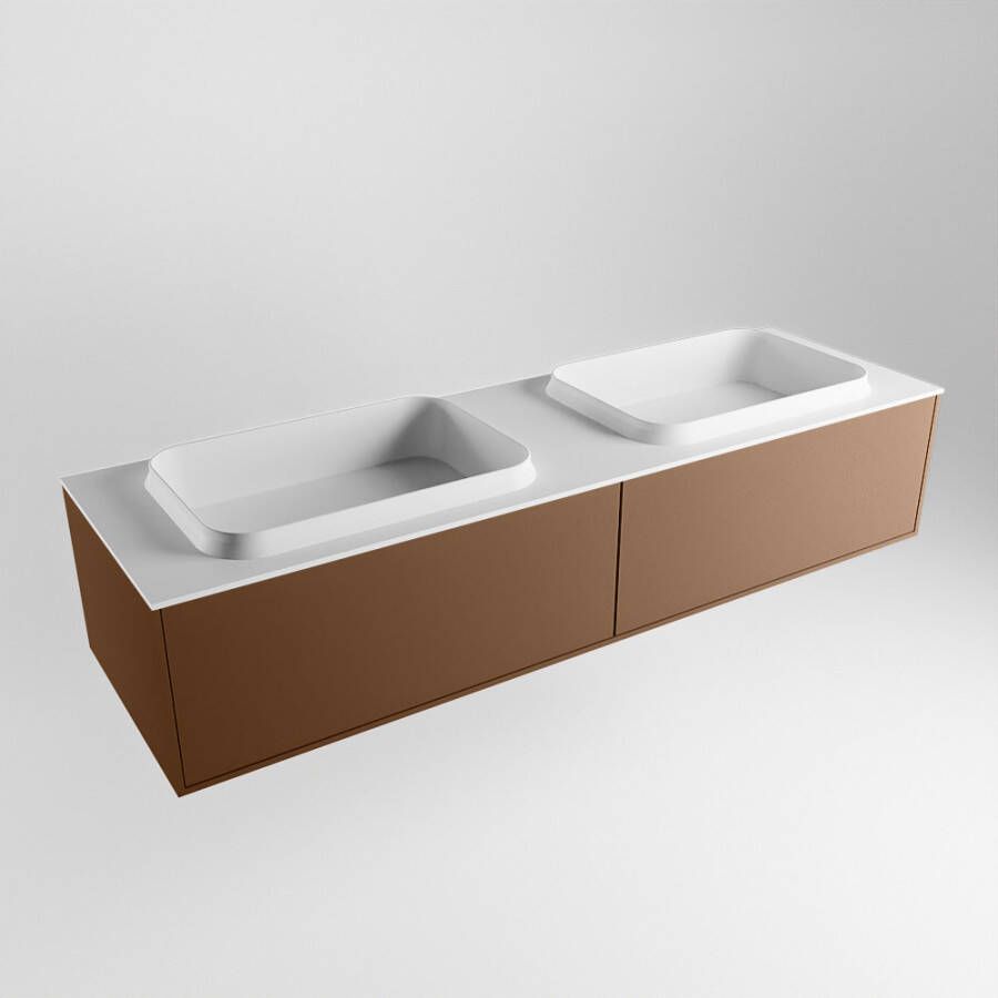 Mondiaz Erin badmeubel 150cm Rust Ridge wastafel Talc Dubbel zonder kraangat