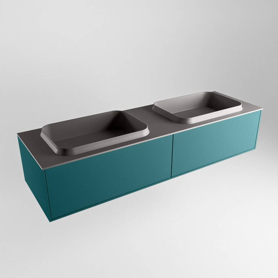 Mondiaz Erin badmeubel 150cm Smag Ridge wastafel Dark Grey Dubbel zonder kraangat