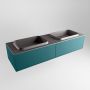 Mondiaz ERIN 150cm badmeubelset onderkast kleur Smag met 2 lades Wastafel RIDGE dubbel zonder kraangaten kleur Dark grey ERIN11963 - Thumbnail 3