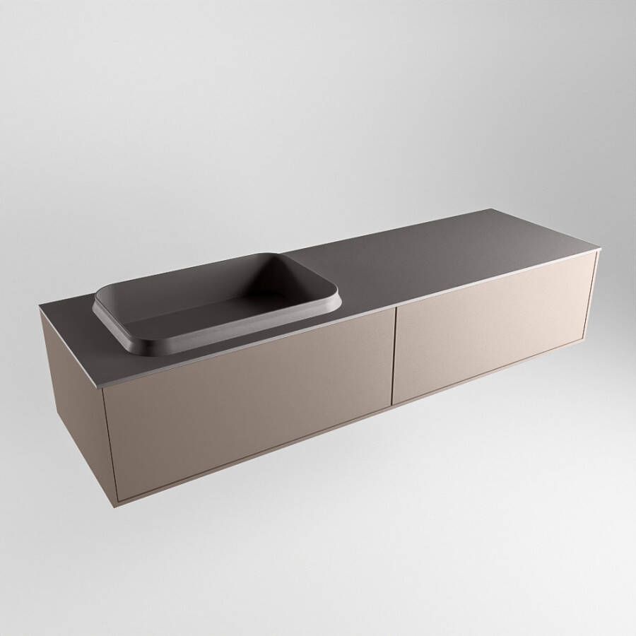 Mondiaz Erin badmeubel 150cm Smoke Ridge wastafel Dark Grey Links met 1 kraangat