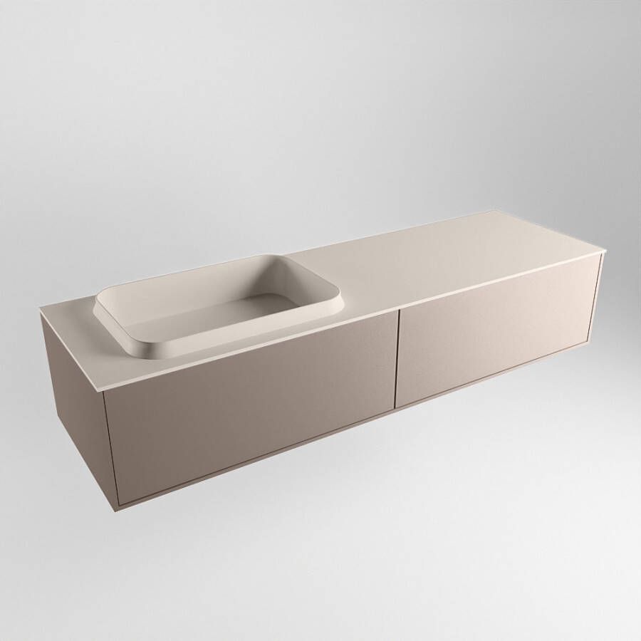 Mondiaz ERIN 150cm badmeubelset onderkast kleur Smoke met 2 lades Wastafel RIDGE links zonder kraangaten kleur Linen ERIN12437 - Foto 2