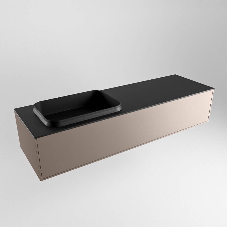 Mondiaz ERIN 150cm badmeubelset onderkast kleur Smoke met 1 lade Wastafel RIDGE links zonder kraangaten kleur Urban ERIN10930