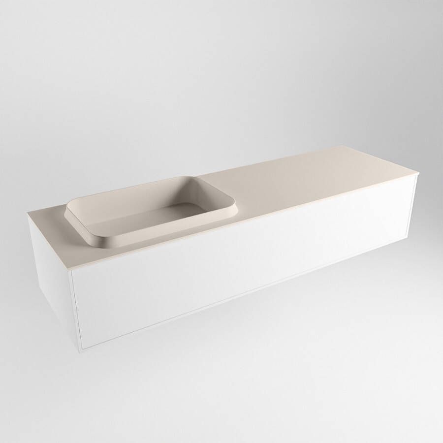 Mondiaz Erin badmeubel 150cm Talc Ridge wastafel Linen Links zonder kraangat