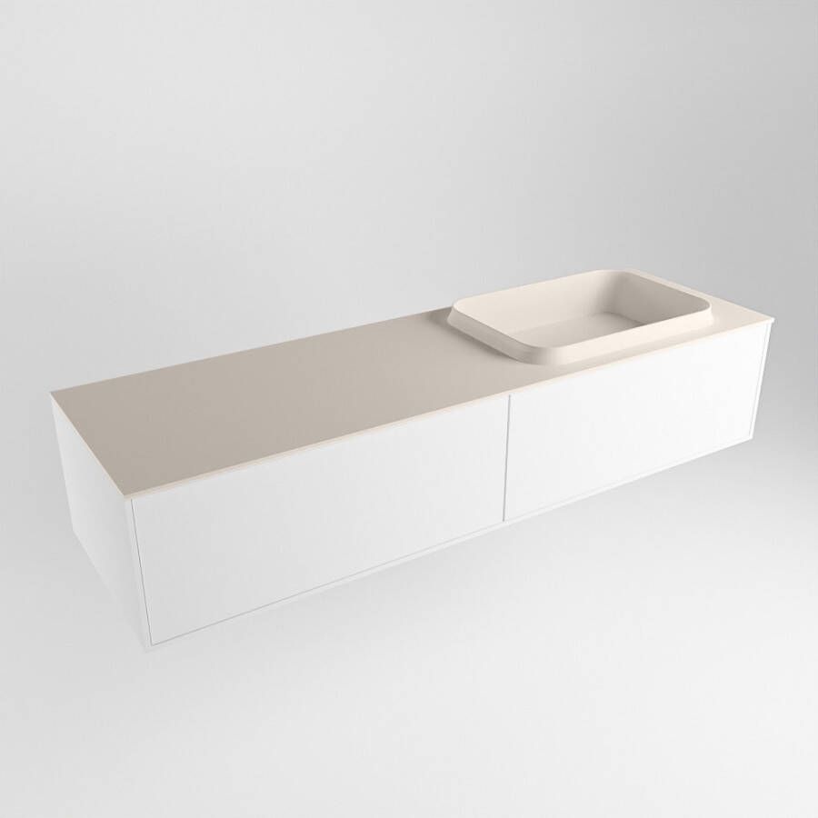 Mondiaz ERIN 150cm badmeubelset onderkast kleur Talc met 2 lades Wastafel RIDGE rechts 1 kraangat kleur Linen ERIN12271 - Foto 2