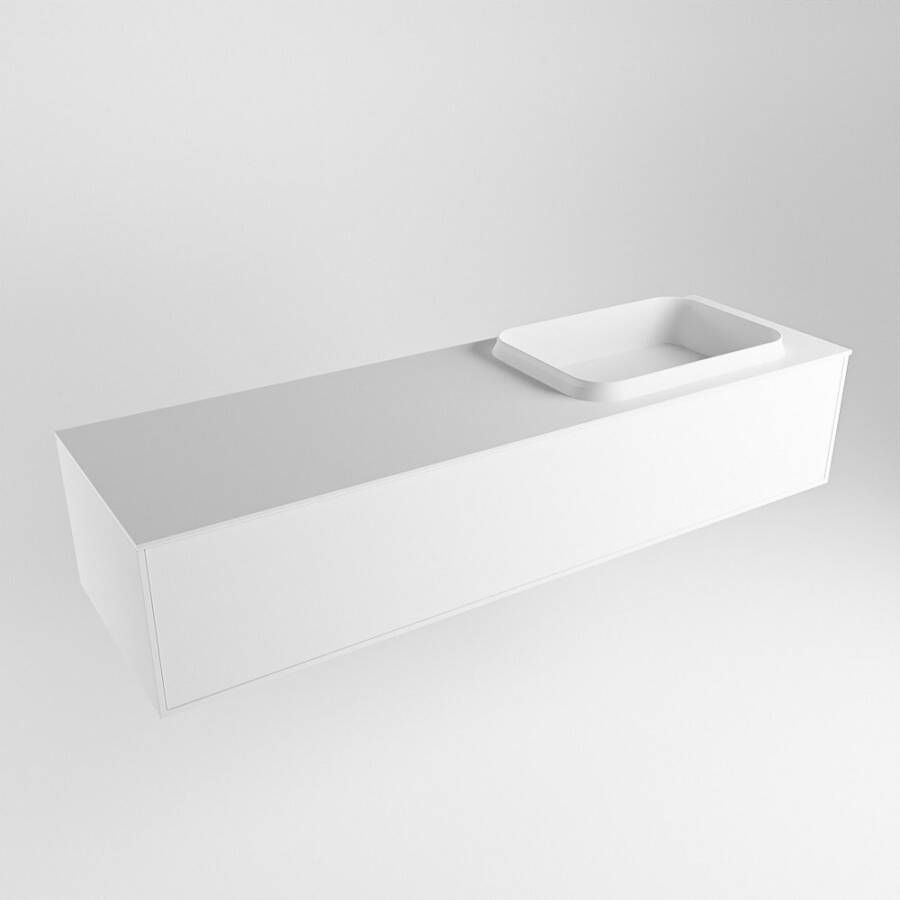 Mondiaz Erin badmeubel 150cm Talc Ridge wastafel Talc Rechts zonder kraangat