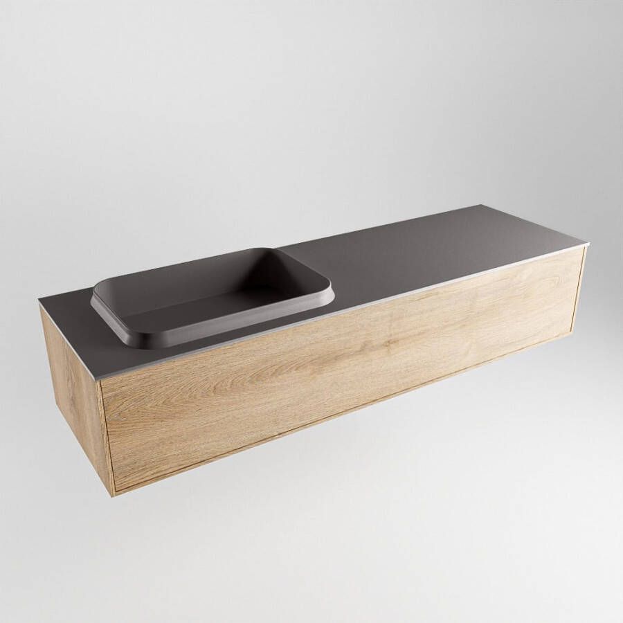 Mondiaz Erin badmeubel 150cm Washed Oak Ridge wastafel Dark Grey Links zonder kraangat