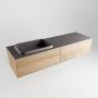 Mondiaz ERIN 150cm badmeubelset onderkast kleur Washed oak met 2 lades Wastafel RIDGE links zonder kraangaten kleur Dark grey ERIN12199 - Thumbnail 3