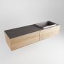 Mondiaz ERIN 150cm badmeubelset onderkast kleur Washed oak met 2 lades Wastafel RIDGE rechts zonder kraangaten kleur Dark grey ERIN12200 - Thumbnail 3