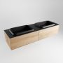 Mondiaz ERIN 150cm badmeubelset onderkast kleur Washed oak met 2 lades Wastafel RIDGE dubbel 2 kraangaten kleur Urban ERIN11456 - Thumbnail 3