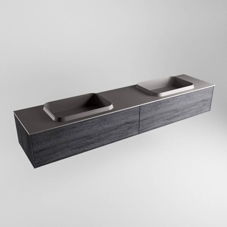 Mondiaz Erin badmeubel 200cm Antracite Ridge wastafel Dark Grey Dubbel zonder kraangat
