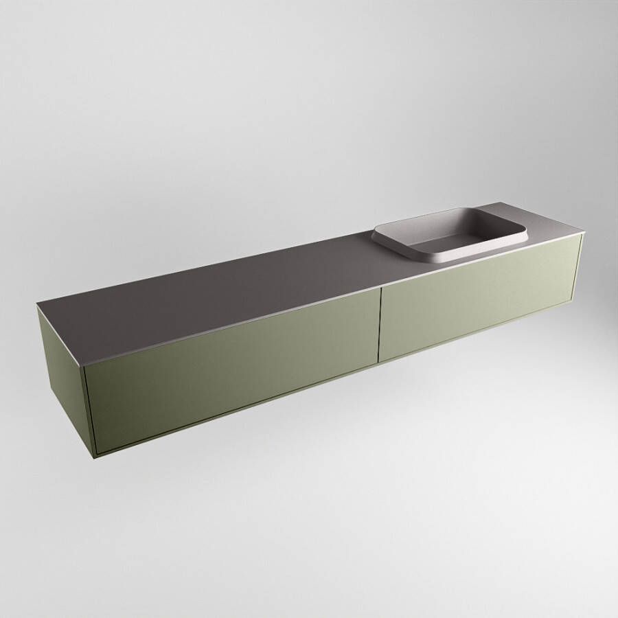 Mondiaz Erin badmeubel 200cm Army Ridge wastafel Dark Grey Rechts zonder kraangat