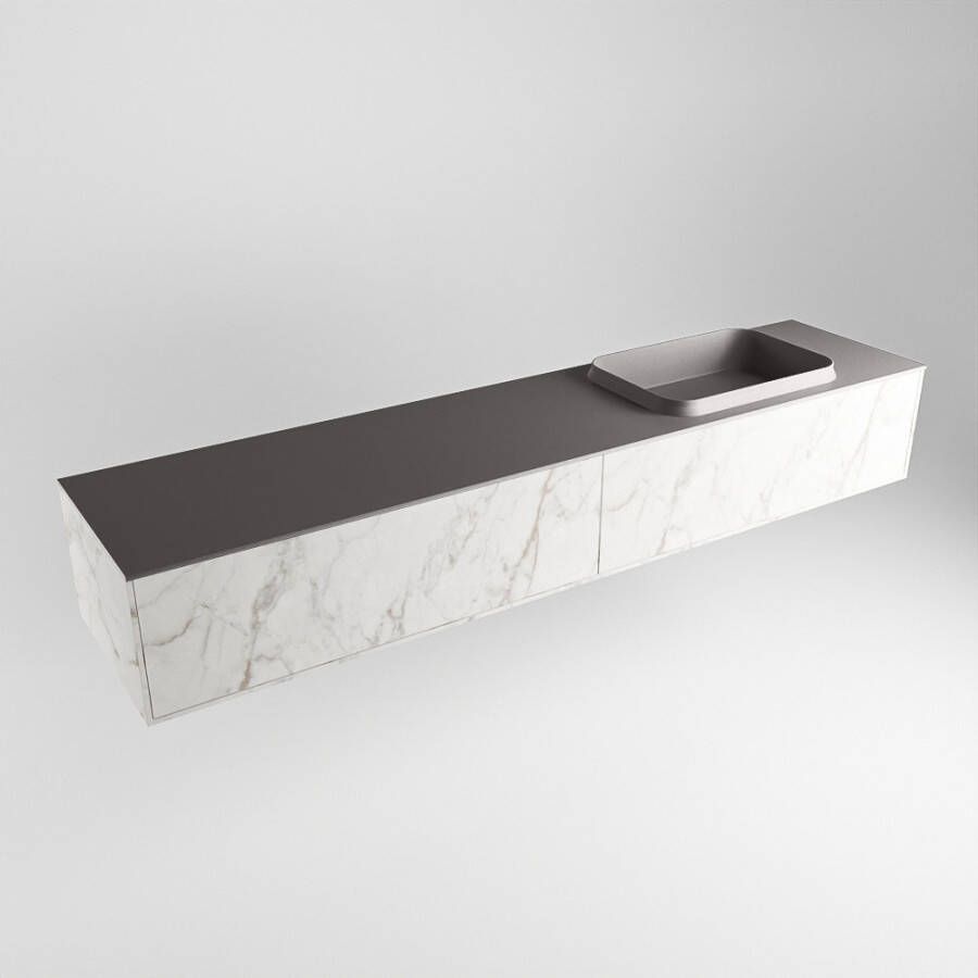 Mondiaz Erin badmeubel 200cm Cararra Ridge wastafel Dark Grey Rechts met 1 kraangat