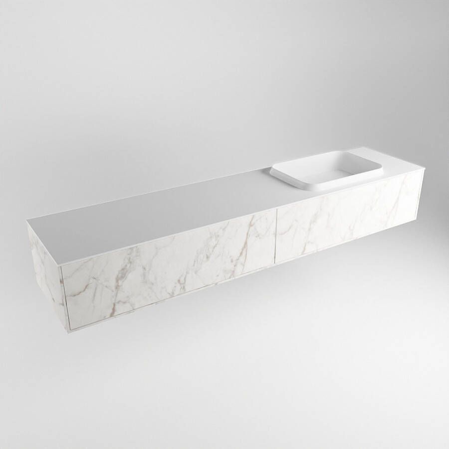 Mondiaz ERIN 200cm badmeubelset onderkast kleur carrara met 2 lades Wastafel RIDGE rechts zonder kraangaten kleur Talc ERIN10744 - Foto 3