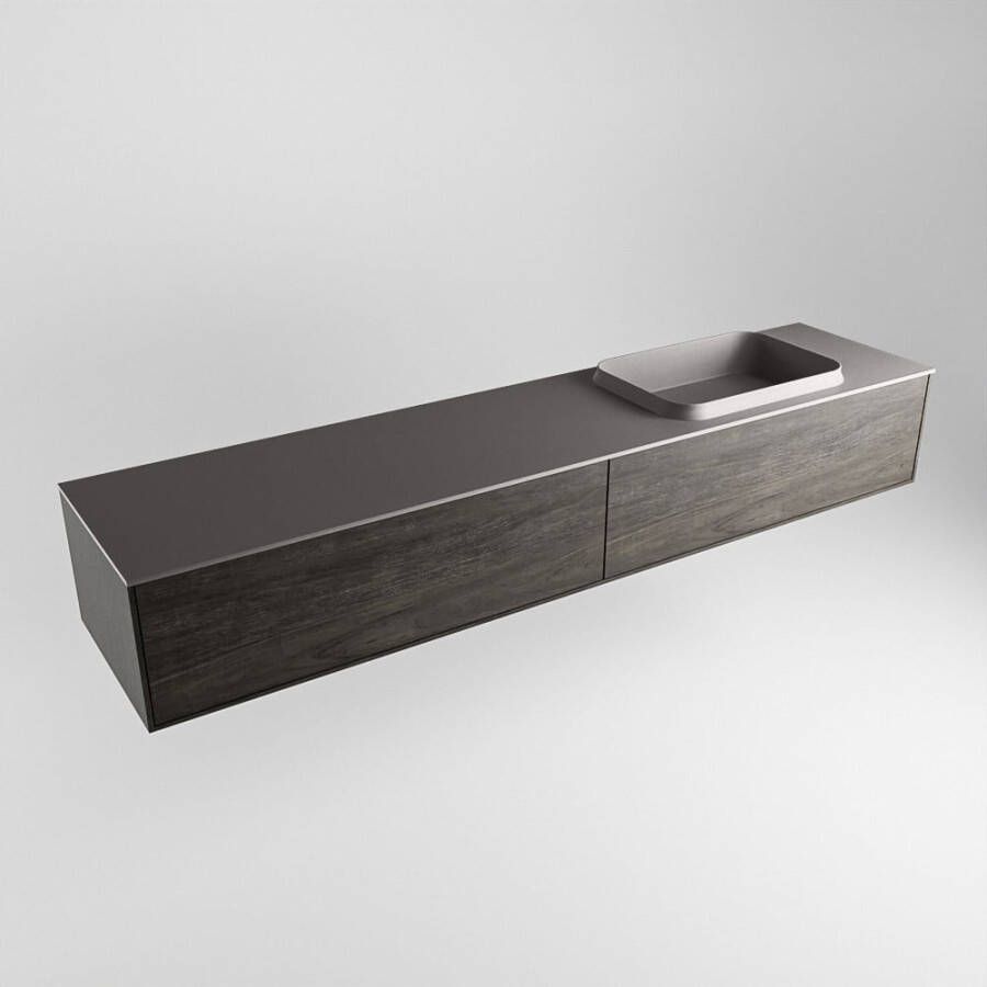 Mondiaz Erin badmeubel 200cm Dark Brown Ridge wastafel Dark Grey Rechts zonder kraangat
