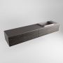 Mondiaz ERIN 200cm badmeubelset onderkast kleur Dark brown met 2 lades Wastafel RIDGE rechts zonder kraangaten kleur Dark grey ERIN12104 - Thumbnail 3