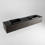Mondiaz ERIN 200cm badmeubelset onderkast kleur Dark brown met 2 lades Wastafel RIDGE dubbel zonder kraangaten kleur Urban ERIN11357 - Thumbnail 3