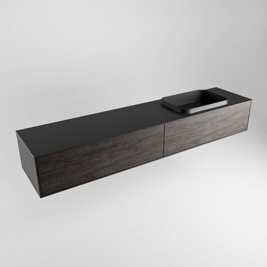 Mondiaz Erin badmeubel 200cm Dark Brown Ridge wastafel Urban Rechts met 1 kraangat