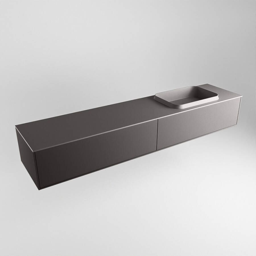 Mondiaz Erin badmeubel 200cm Dark Grey Ridge wastafel Dark Grey Rechts zonder kraangat