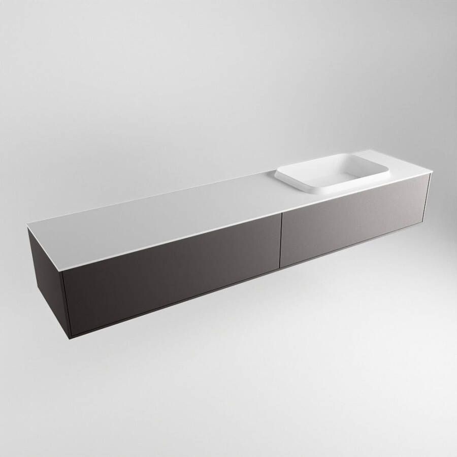 Mondiaz Erin badmeubel 200cm Dark Grey Ridge wastafel Talc Rechts zonder kraangat