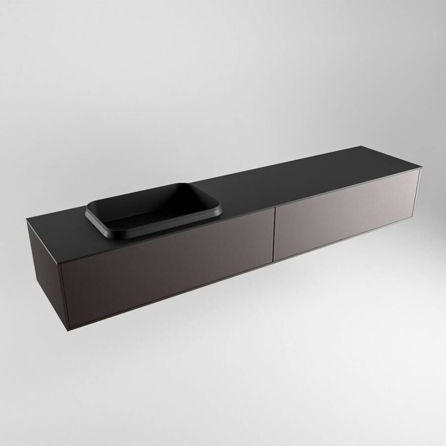 Mondiaz ERIN 200cm badmeubelset onderkast kleur Dark grey met 2 lades Wastafel RIDGE links 1 kraangat kleur Urban ERIN11018