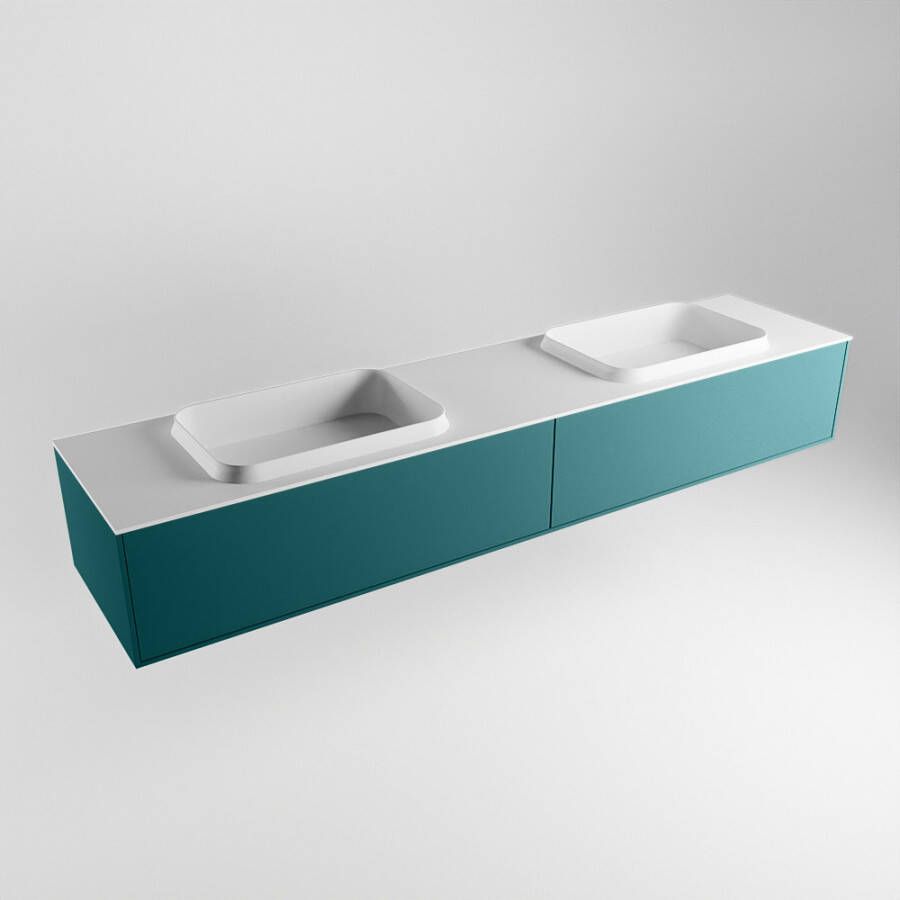 Mondiaz Erin badmeubel 200cm Smag Ridge wastafel Talc Dubbel met 2 kraangaten