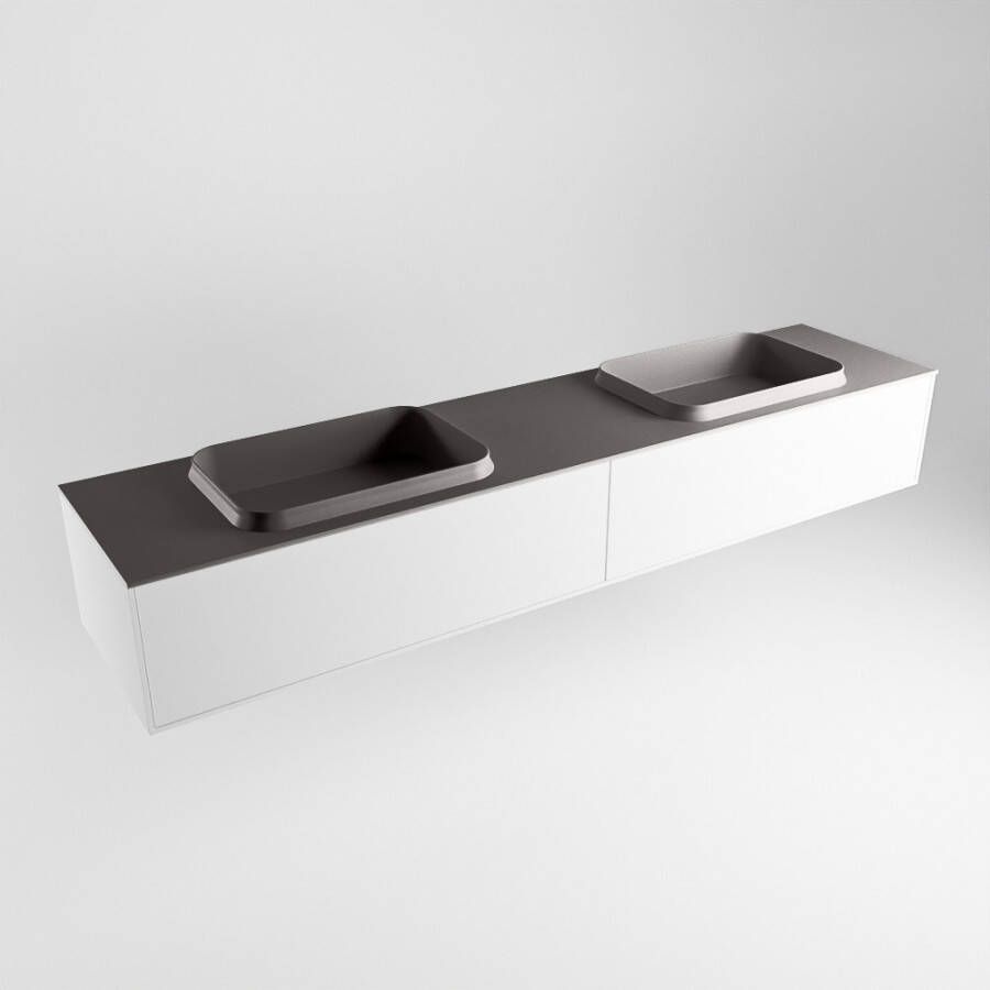Mondiaz Erin badmeubel 200cm Talc Ridge wastafel Dark Grey Dubbel zonder kraangat