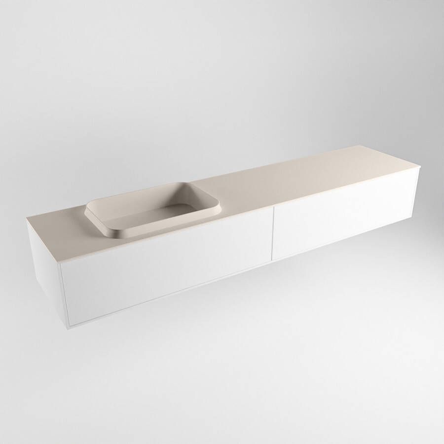Mondiaz Erin badmeubel 200cm Talc Ridge wastafel Linen Links met 1 kraangat