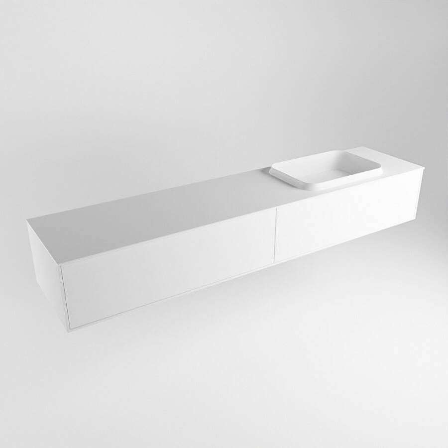 Mondiaz Erin badmeubel 200cm Talc Ridge wastafel Talc Rechts zonder kraangat