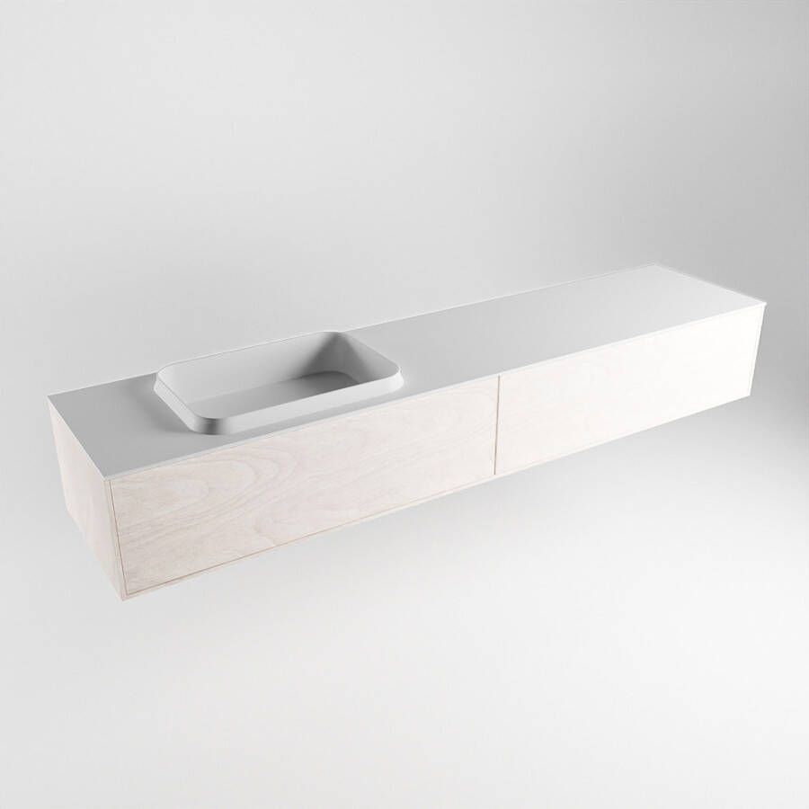 Mondiaz ERIN 200cm badmeubelset onderkast kleur Underlayment met 2 lades Wastafel RIDGE links 1 kraangat kleur Talc ERIN10678 - Foto 2